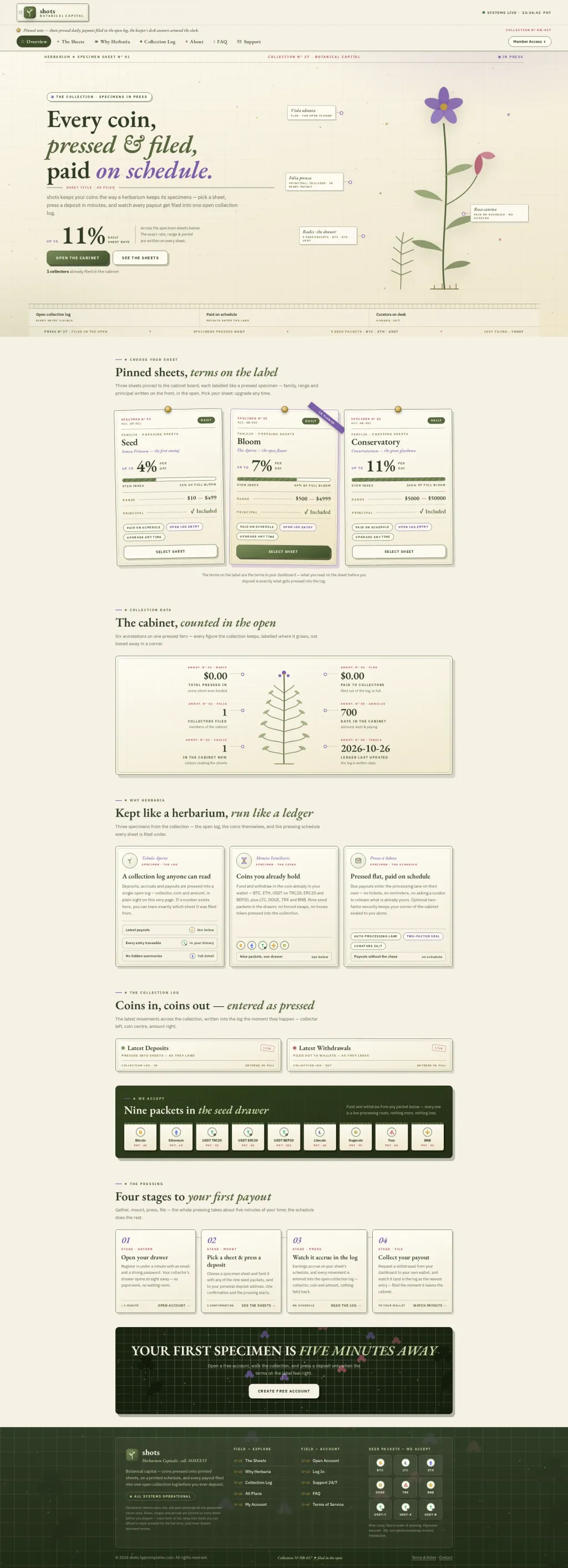 HERBARIA — HYIP Template Pack — GoldCoders HYIP template preview (H-TPL42)